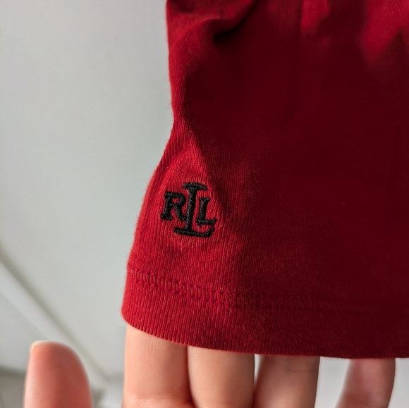 S/M RALPH LAUREN Long Sleeve Tee Black And Red Y2K Vintage Grunge - Picture 4 of 4
